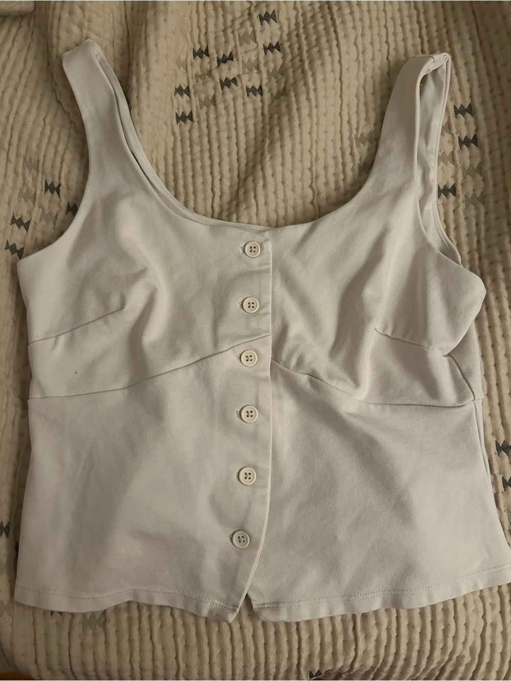 a new day White Scoop-Neck Button-Front Tank